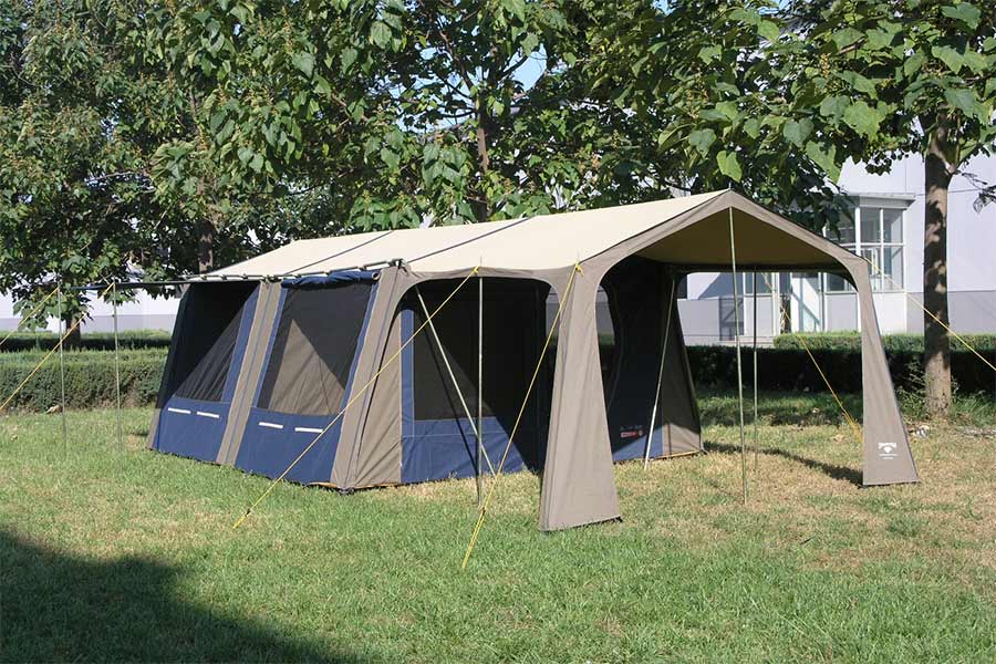 Cabin Tent setup on lawn