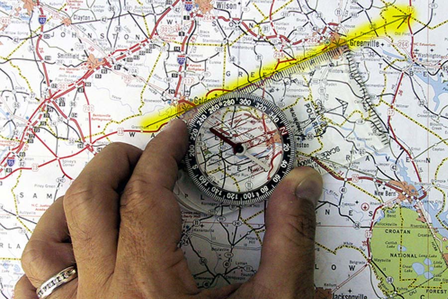 Using your compass on a map