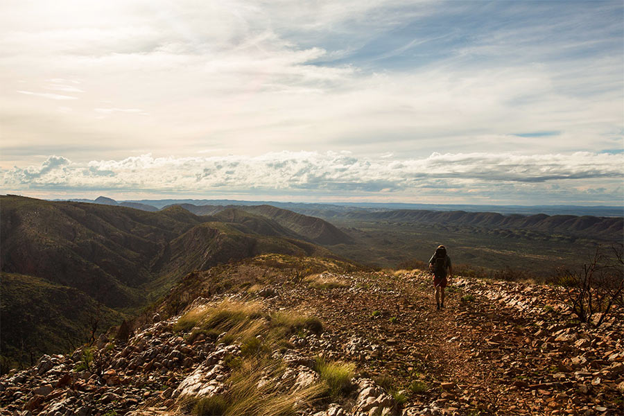 Man walking in outback Alice Springs