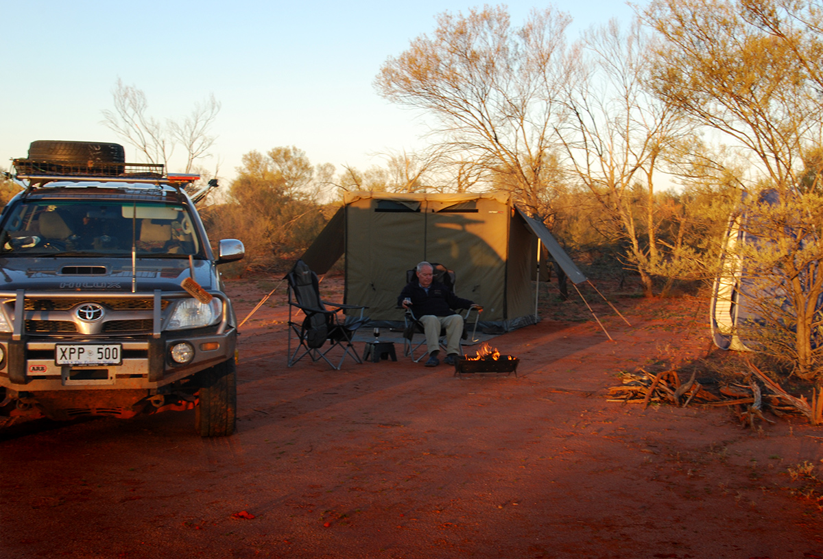 Camping at Lambert's Centre near the Old Ghan Heritage Rail Trail