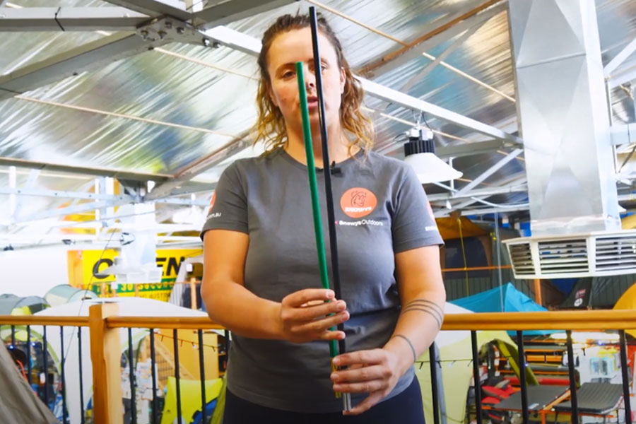 Measuring the length of a new compared with the broken tent pole