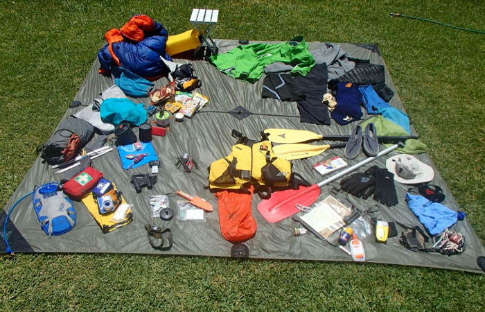 An example of some gear needed for a 3 day kayaking or canoe camping trip in australia
