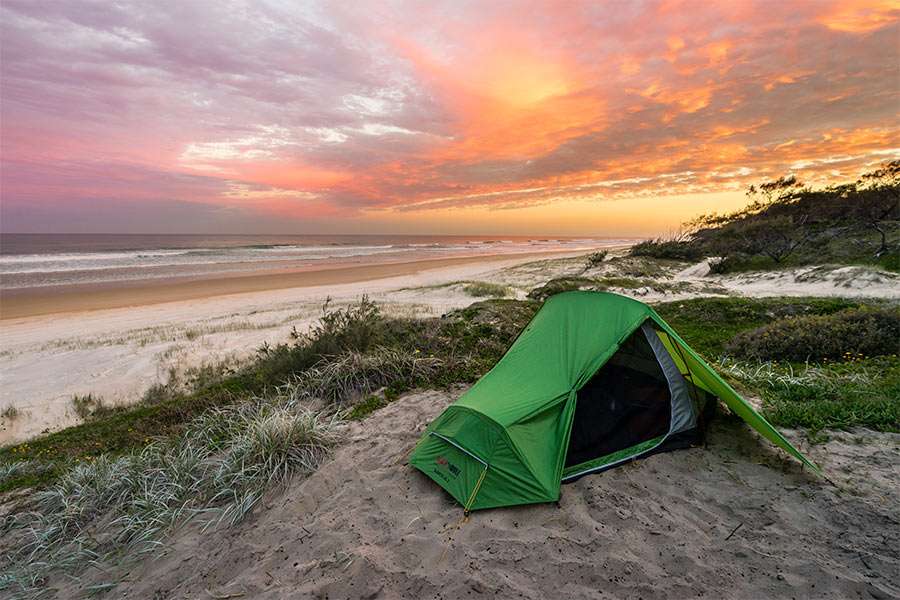 Black Wolf Mantis Tent setup along the beach