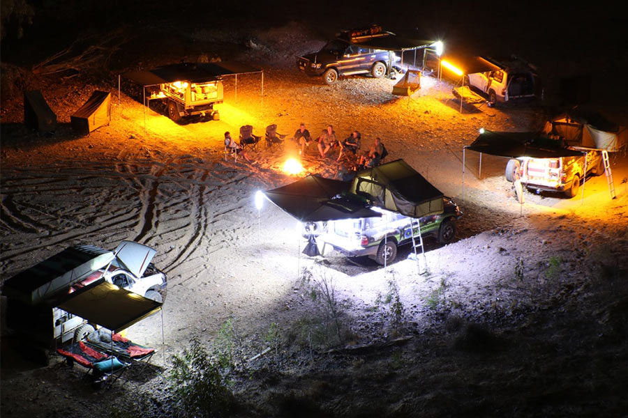 Campsite with orange Korr lighting