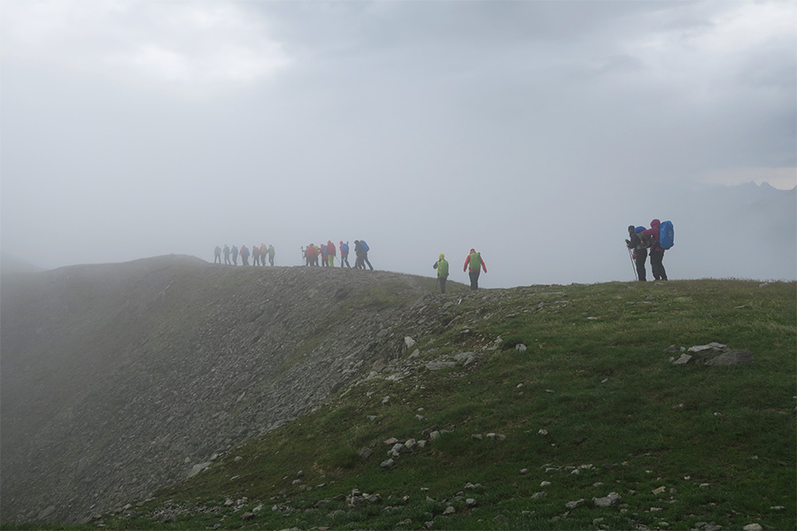 Foggy conditions on Glanderspitze Ridge