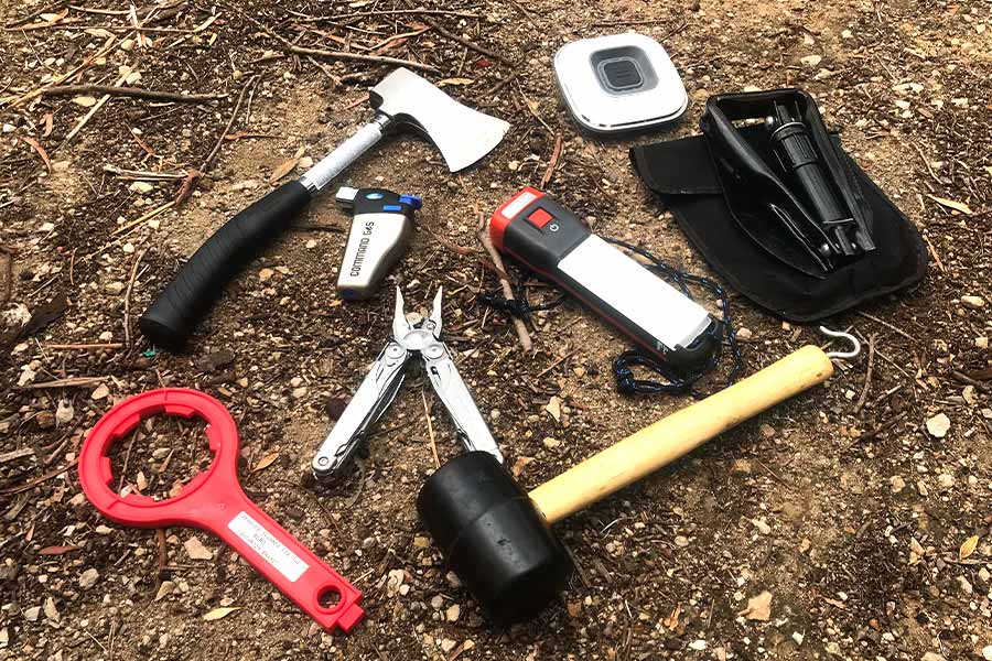 Tools spread out on the ground