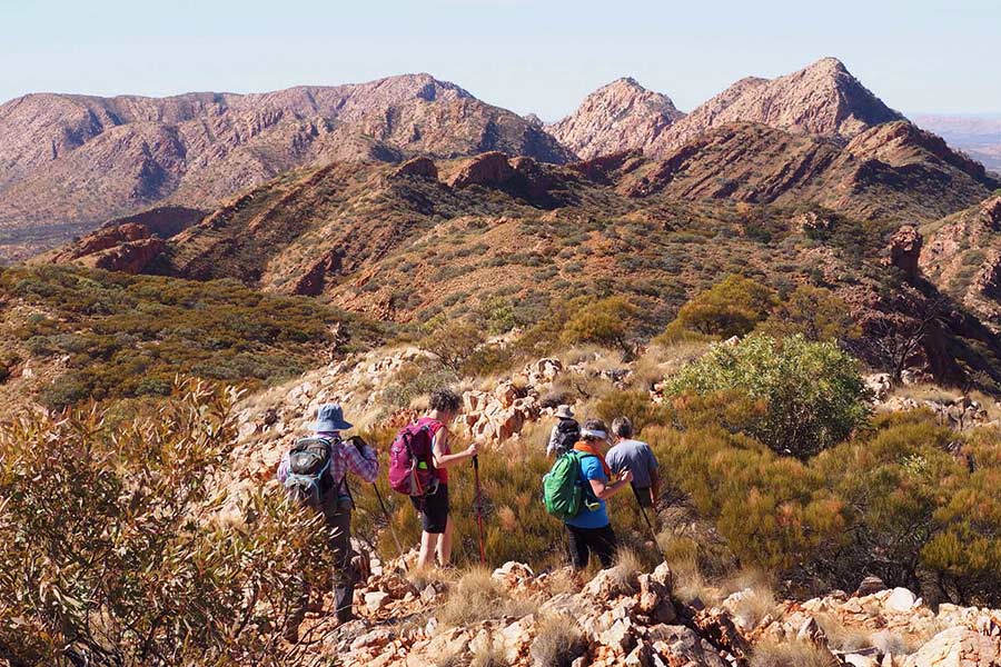 Group hiking in hot weather