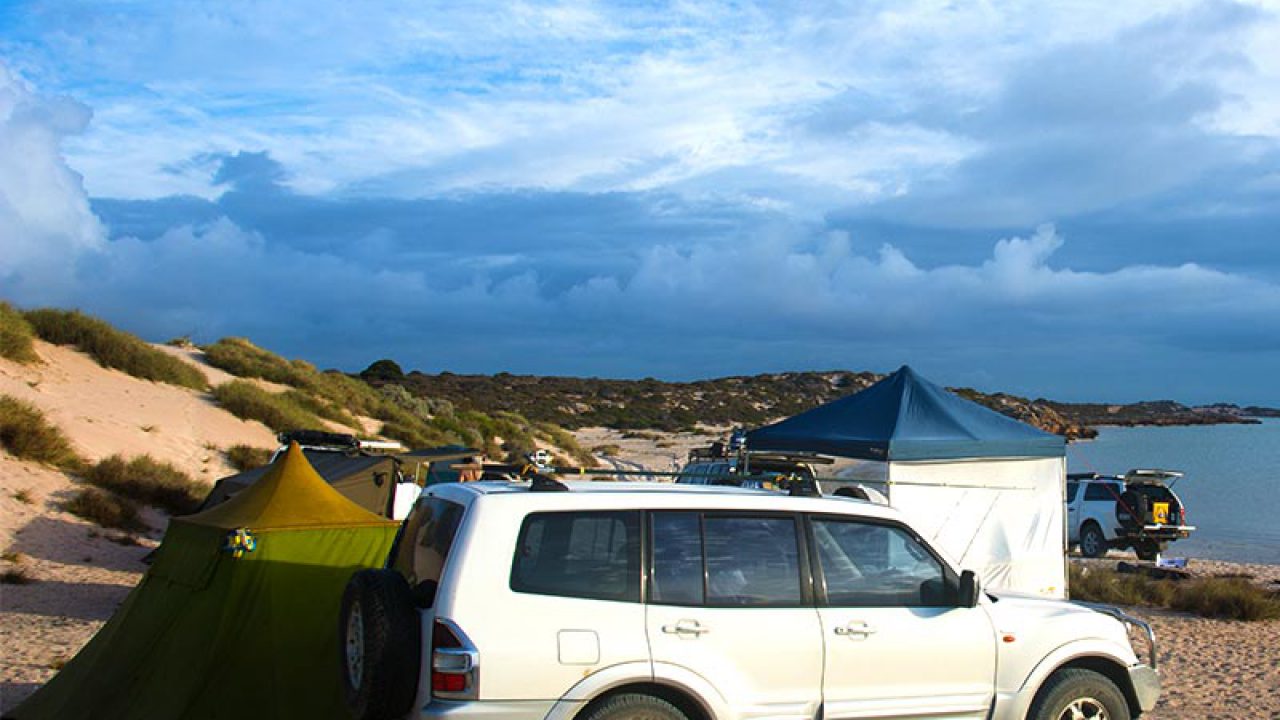 beach camping setup