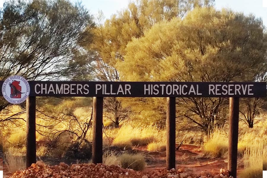 Sign saying Chambers Pillar Historical Reserve