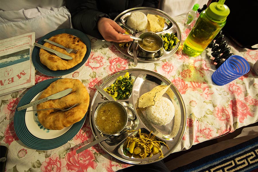 Meals on a table in Nepal