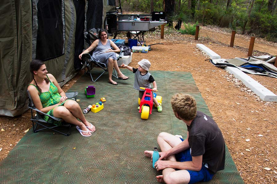 Sitting around chatting at the campsite in Margaret River