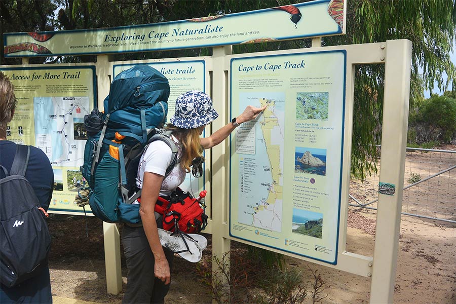 Looking at the Cape Naturaliste sign