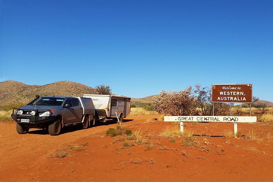 4WD next to Western Australia sign