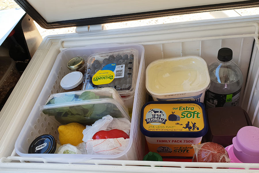 Packed fridge/freezer in caravan