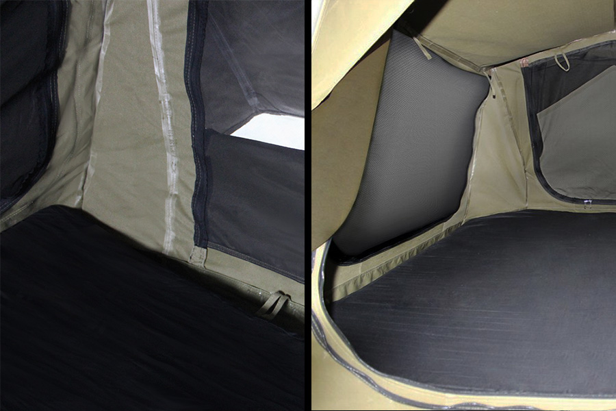 A comparison of a 23ZERO mat in a tent versus a Darche mat in a tent