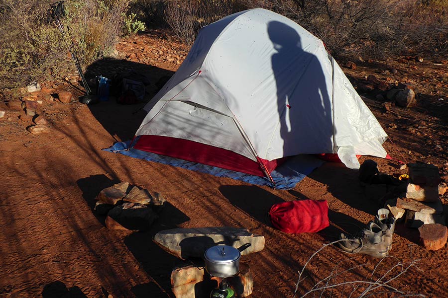 Campsite setup along the Larapinta Trail