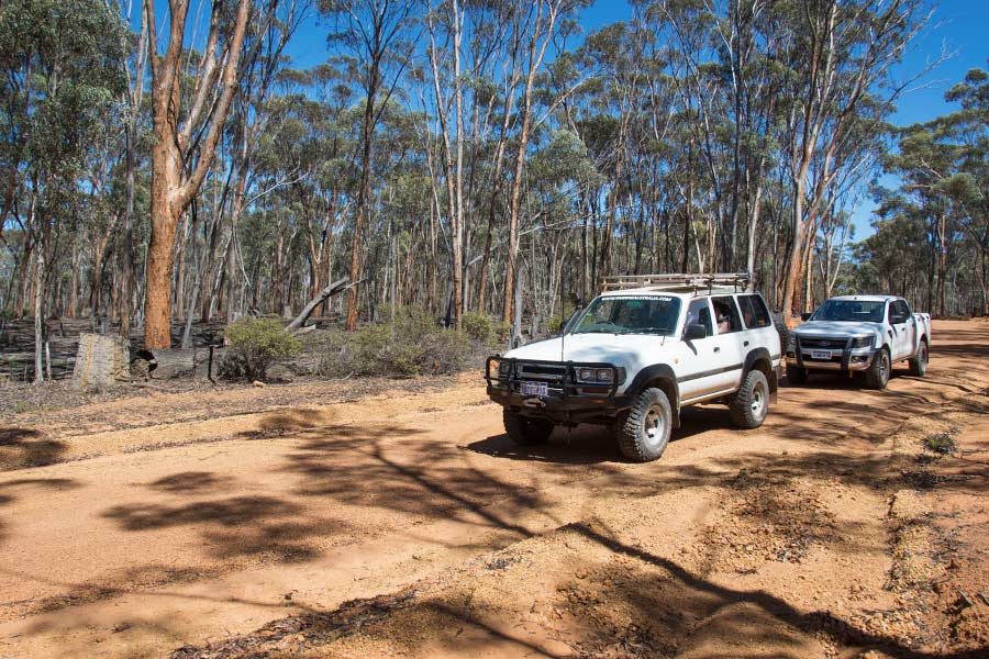 A couple of 4WD vehicles on an unsealed road