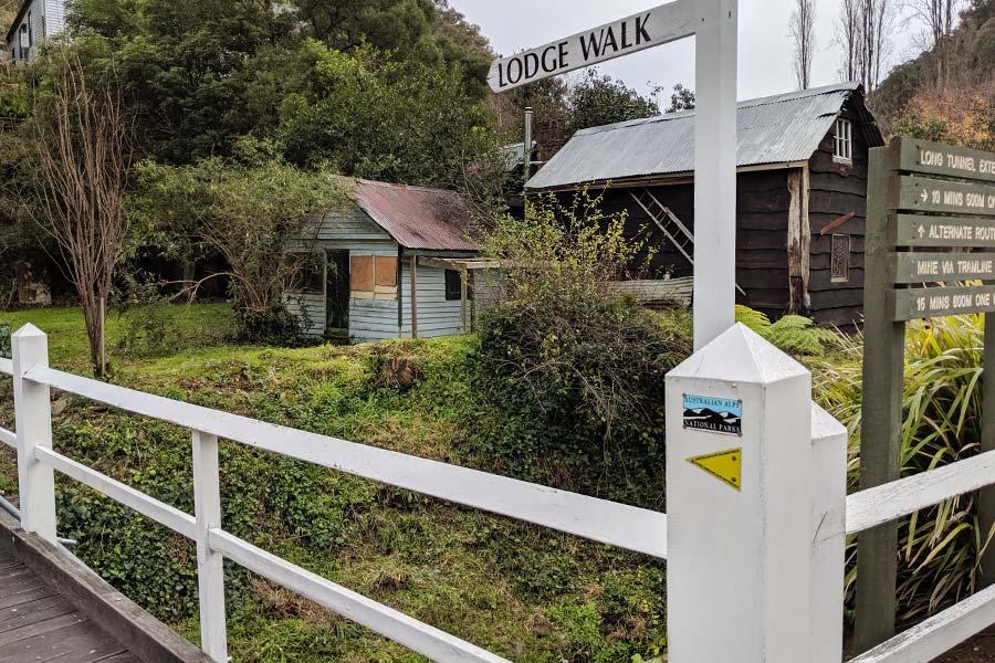 The Australian Alps Walking Track begins from Walhalla. The quiet village of Walhalla with a sign that lists the trail options.