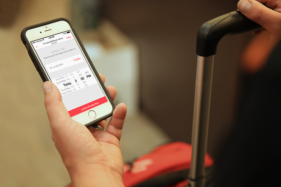 Airbnb app open on a smart phone.