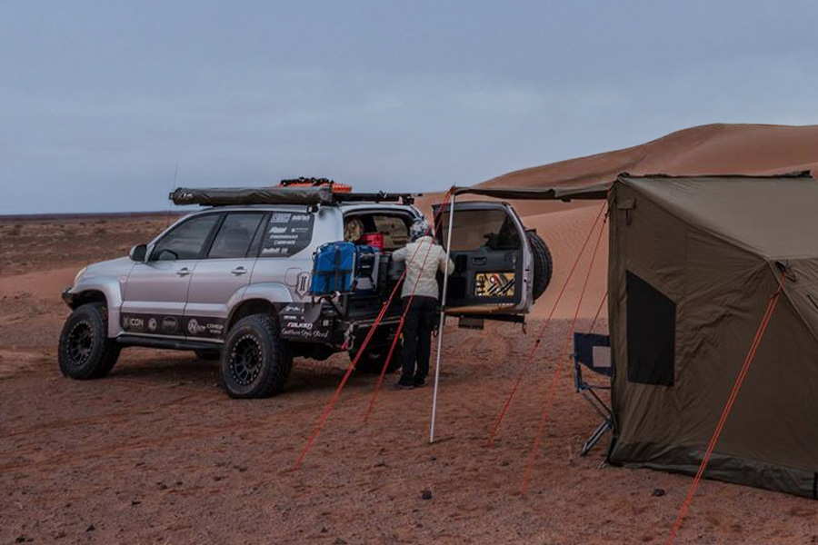 Picture of a remote camp setup with 4WD and Oztent RV Tent