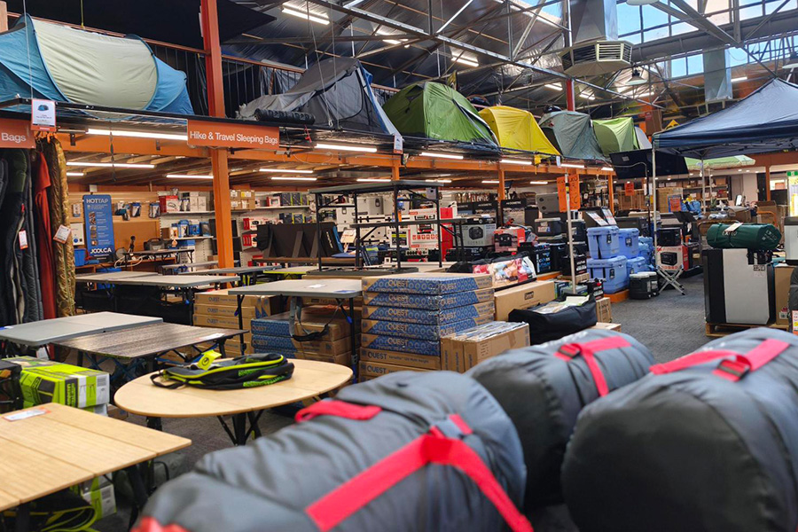 Snowys unplugged: our gear gurus go off-grid, and off-script! Image showing the range of camping gear in Snowys Keswick store this summer.